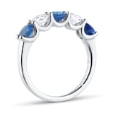 Mappin & Webb Platinum Five Stone Sapphire & 1.50cttw Diamond Ring - Ring Size J