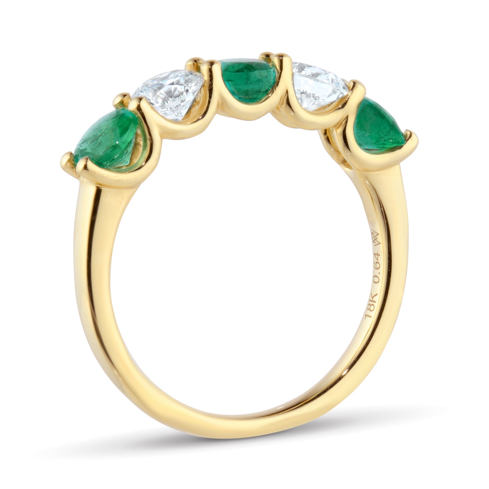 Mappin & Webb 18ct Yellow Gold Five Stone Emerald & 0.64cttw Diamond Ring Mappin & Webb 18ct Yellow Gold Five Stone Emerald & 0.64cttw Diamond Ring