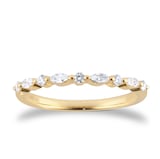 Goldsmiths 18ct Yellow Gold 0.24cttw Brilliant and Marquise Cut Diamond Half Eternity Ring