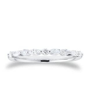Best Luxury 
Platinum 0.24cttw Brilliant and Marquise Cut Diamond Half Eternity Ring