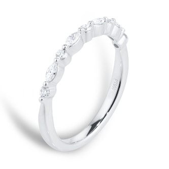 Goldsmiths Platinum 0.24cttw Brilliant and Marquise Cut Diamond Half Eternity Ring