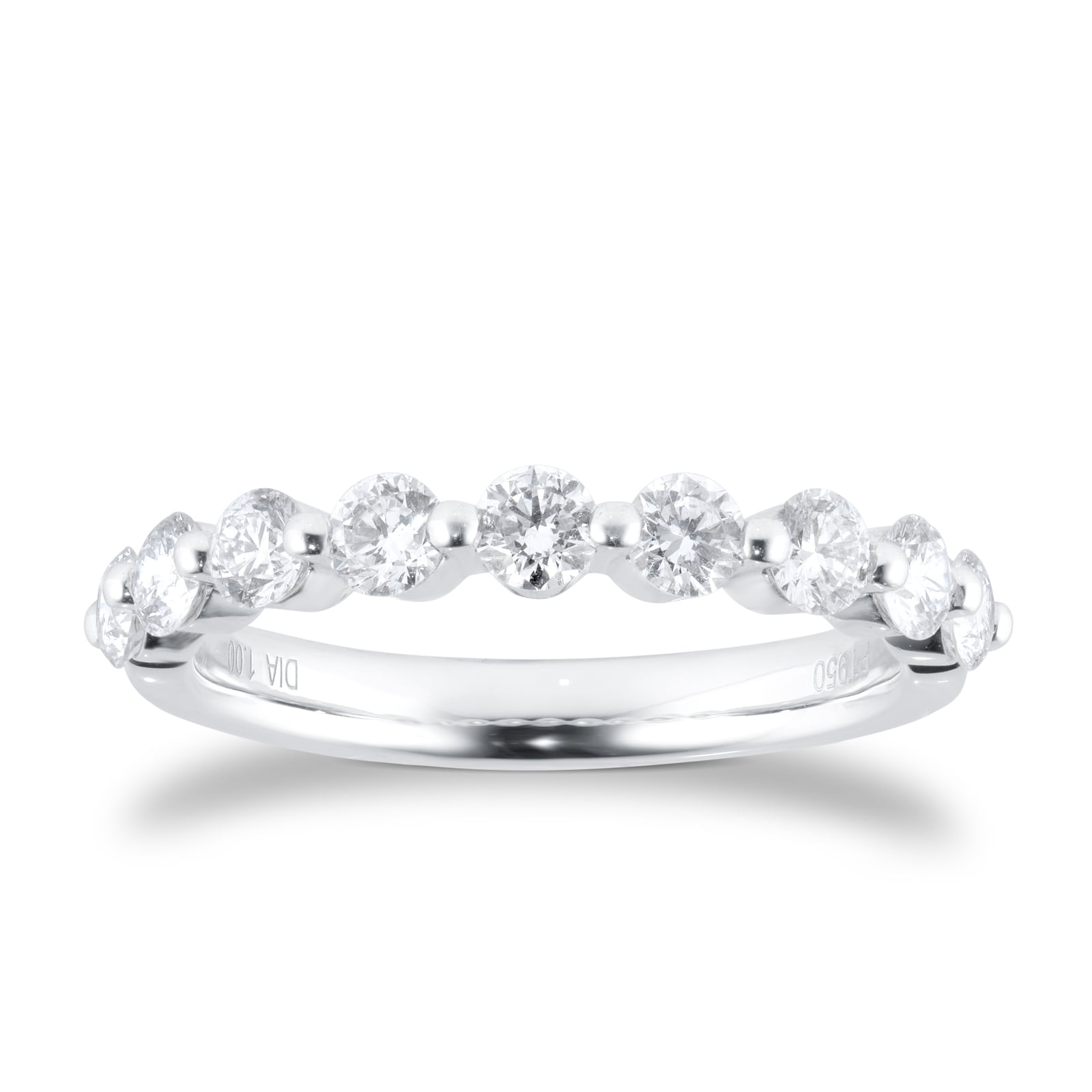 Goldsmiths Platinum 1.00cttw Brilliant Cut Diamond Half Eternity Ring