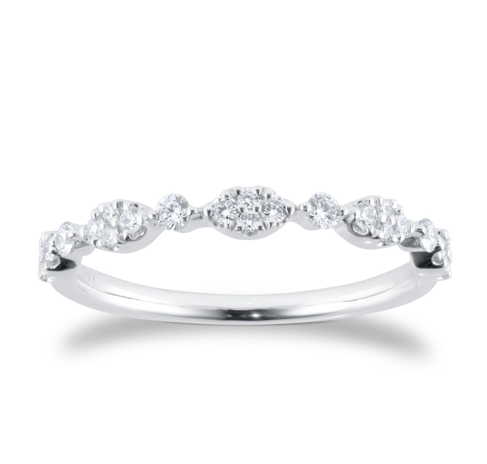 Goldsmiths 9ct White Gold Marquise Shape 0.23cttw Brilliant Cut Diamond Half Eternity Ring