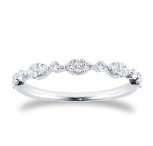 Goldsmiths 9ct White Gold Marquise Shape 0.23cttw Brilliant Cut Diamond Half Eternity Ring