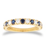 Mappin & Webb 18ct Yellow Gold 0.33cttw Diamond and 0.42cttw Sapphire Half Eternity Ring - Ring Size I