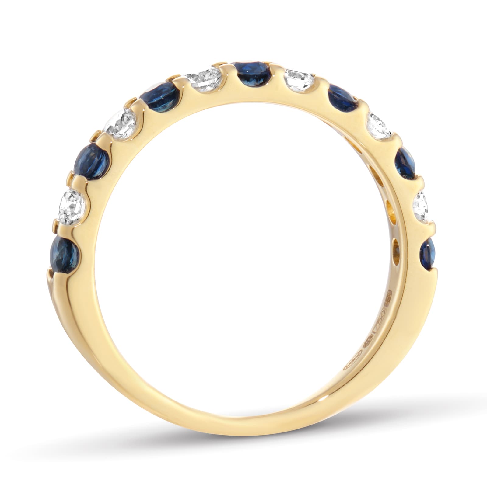 Mappin & Webb 18ct Yellow Gold 0.33cttw Diamond and 0.42cttw Sapphire Half Eternity Ring