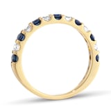 Mappin & Webb 18ct Yellow Gold 0.33cttw Diamond and 0.42cttw Sapphire Half Eternity Ring - Ring Size I