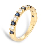 Mappin & Webb 18ct Yellow Gold 0.33cttw Diamond and 0.42cttw Sapphire Half Eternity Ring - Ring Size I