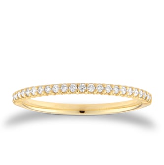 Goldsmiths 9ct Yellow Gold 0.15cttw Diamond Stacker Half Eternity Ring