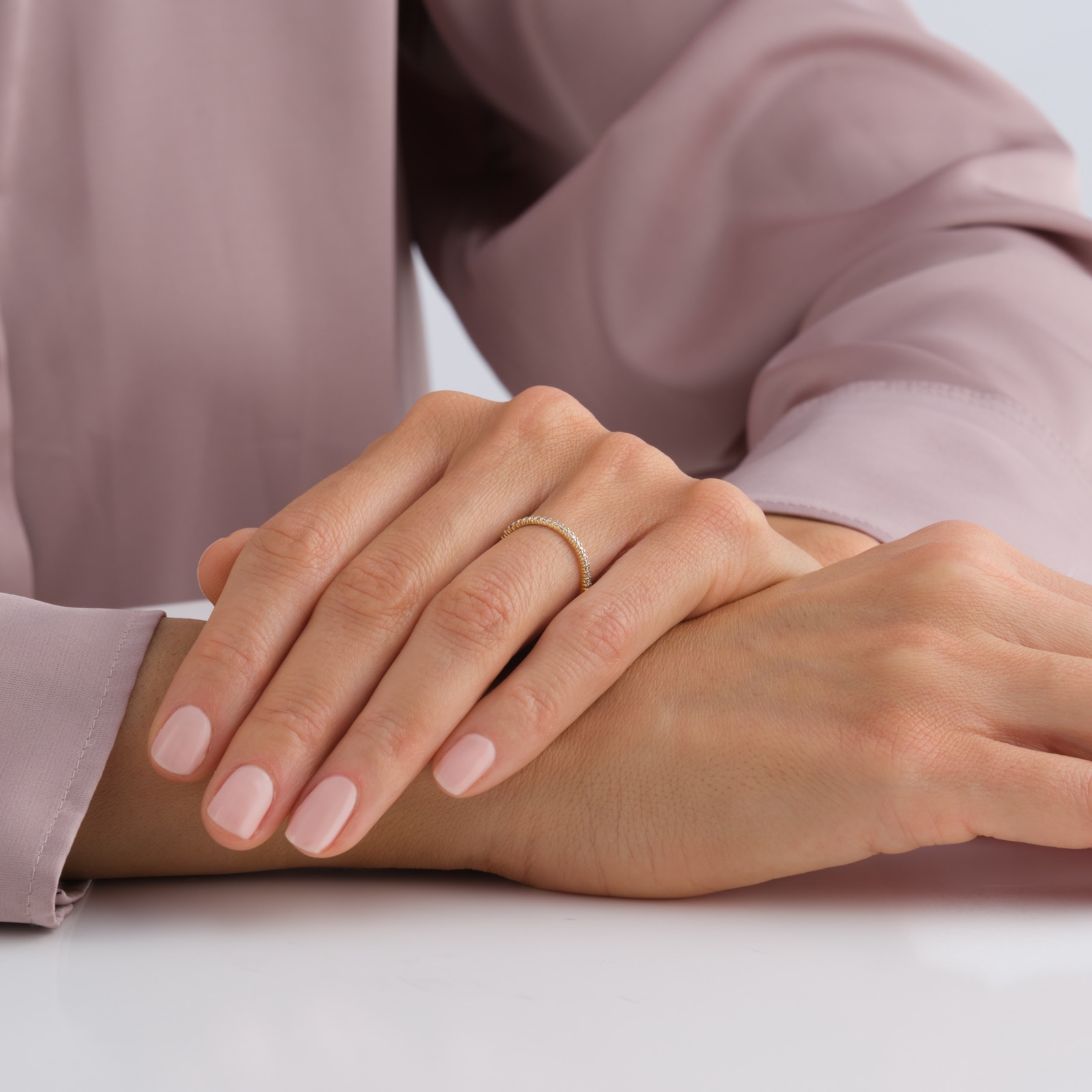 Goldsmiths 9ct Yellow Gold 0.15cttw Diamond Stacker Half Eternity Ring