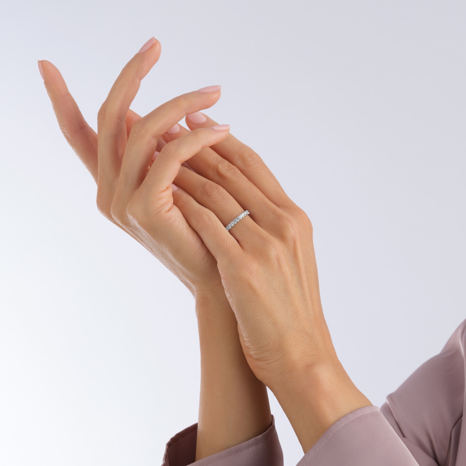 Goldsmiths Platinum 0.50cttw Brilliant Cut Diamond Half Eternity Ring