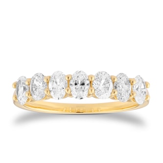 Goldsmiths 18ct Yellow Gold 1.00cttw 7 Stone Oval Cut Diamond Eternity Ring Goldsmiths 18ct Yellow Gold 1.00cttw 7 Stone Oval Cut Diamond Eternity Ring