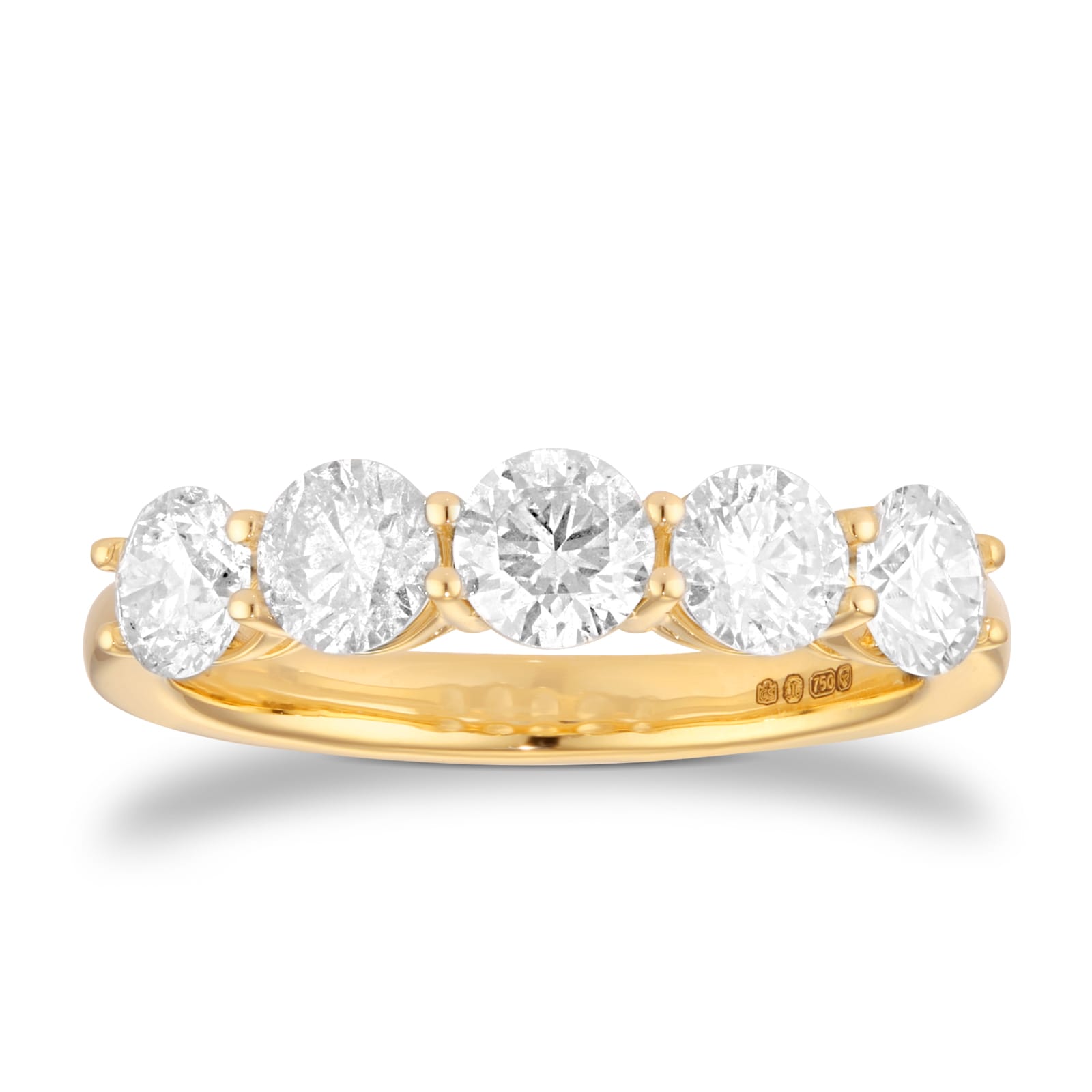 Goldsmiths 18ct Yellow Gold 1.50cttw 5 Stone Brilliant Cut Diamond Eternity Ring