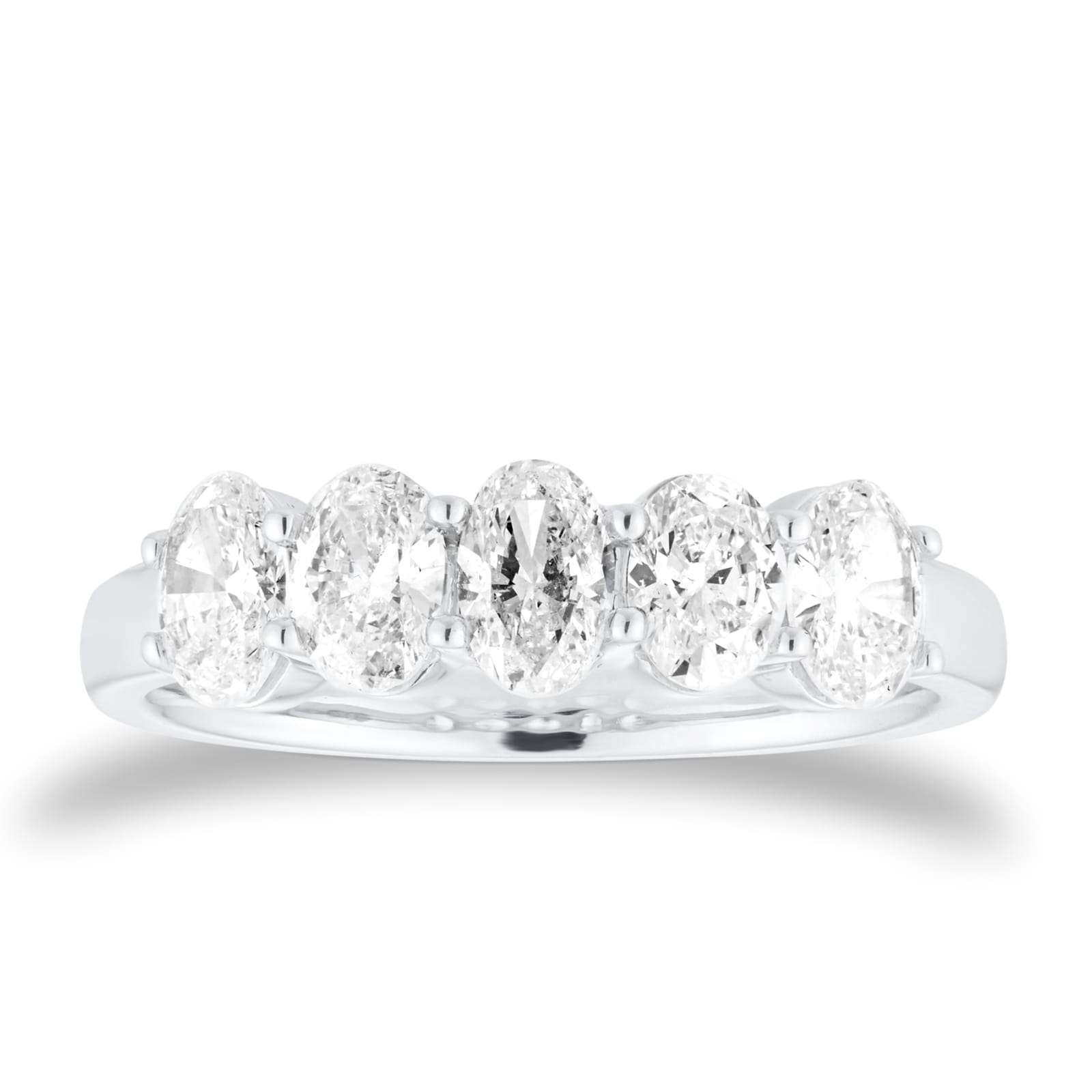 Platinum 1.20cttw 5 Stone Oval Cut Diamond Eternity Ring