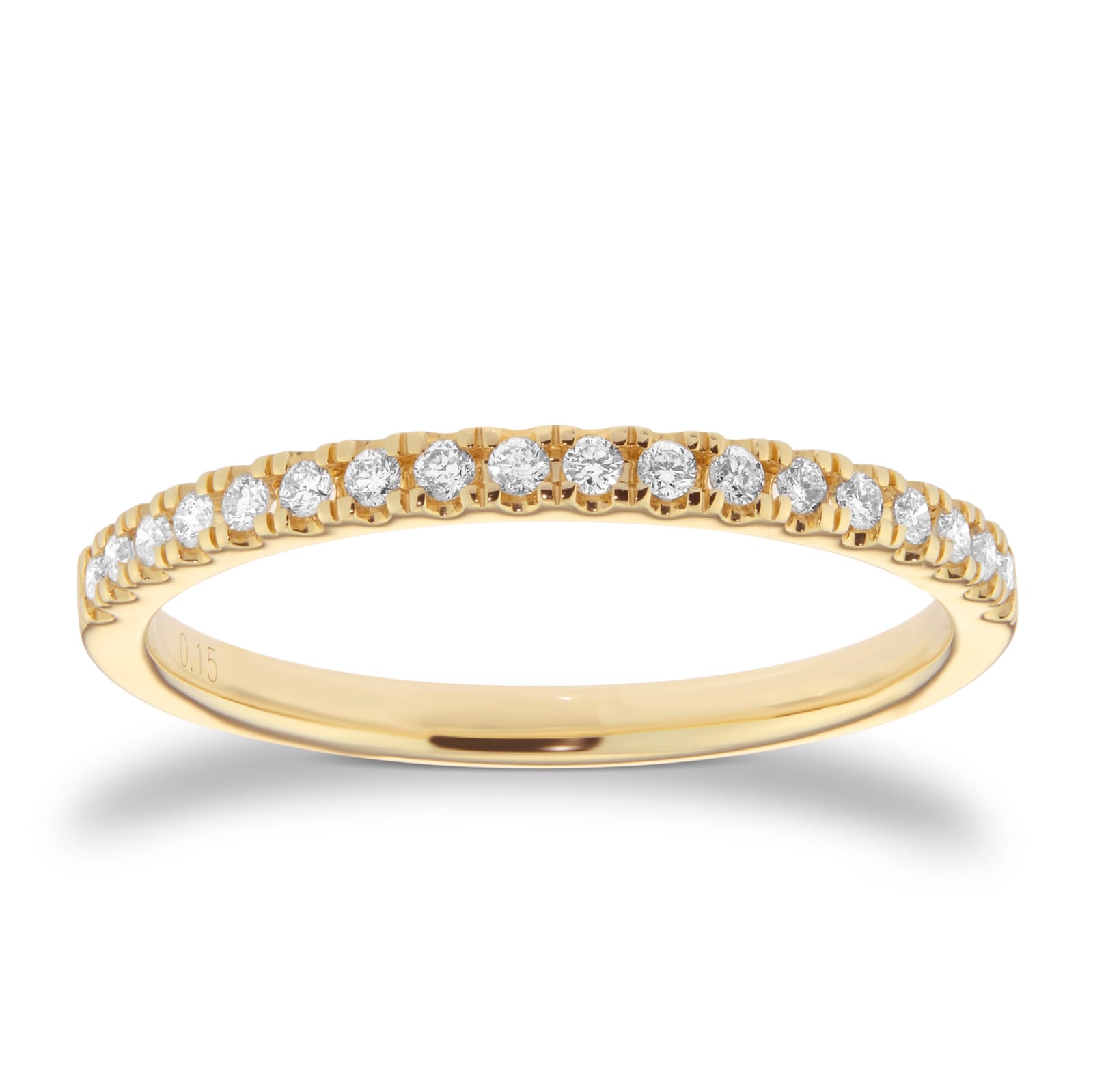 Goldsmiths 9ct Yellow Gold 0.15cttw Diamond Stacker Half Eternity Ring