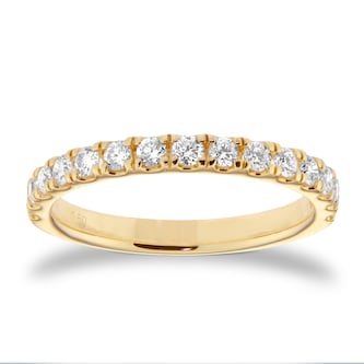 Goldsmiths 9ct Yellow Gold 0.50cttw Brilliant Cut Diamond Half Eternity Ring