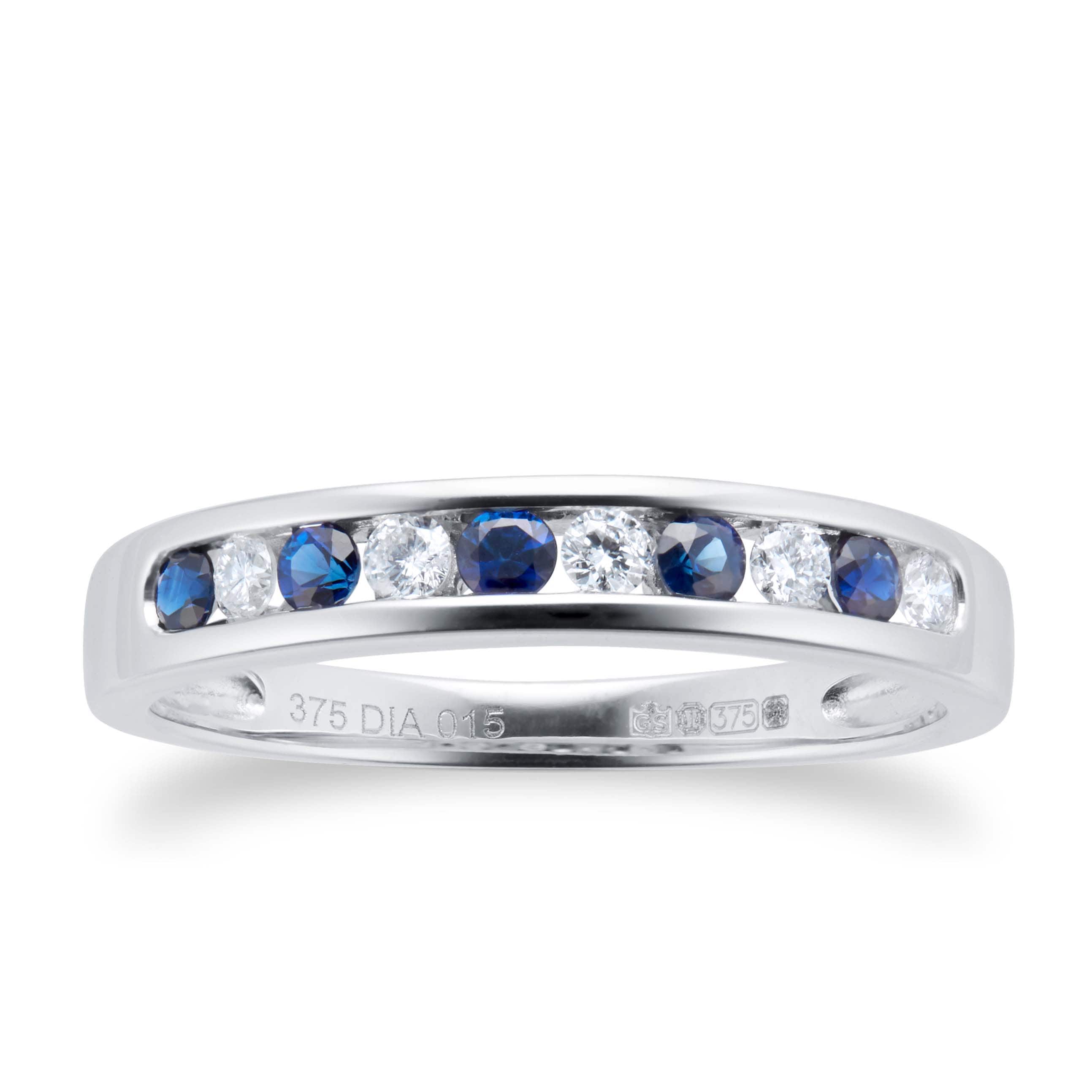Brilliant Cut Sapphire And Diamond Eternity Ring In 9 Carat White Gold - Ring Size M