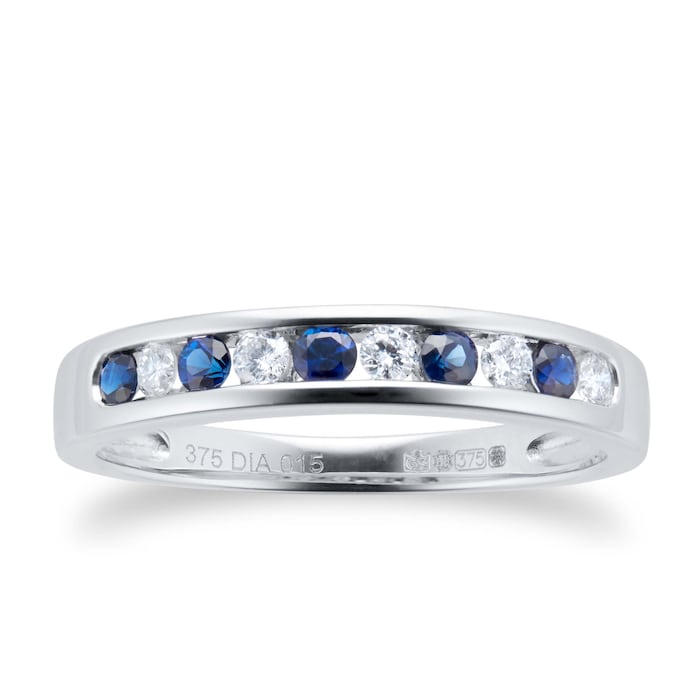 Goldsmiths Brilliant Cut Sapphire And Diamond Eternity Ring In 9 Carat White Gold