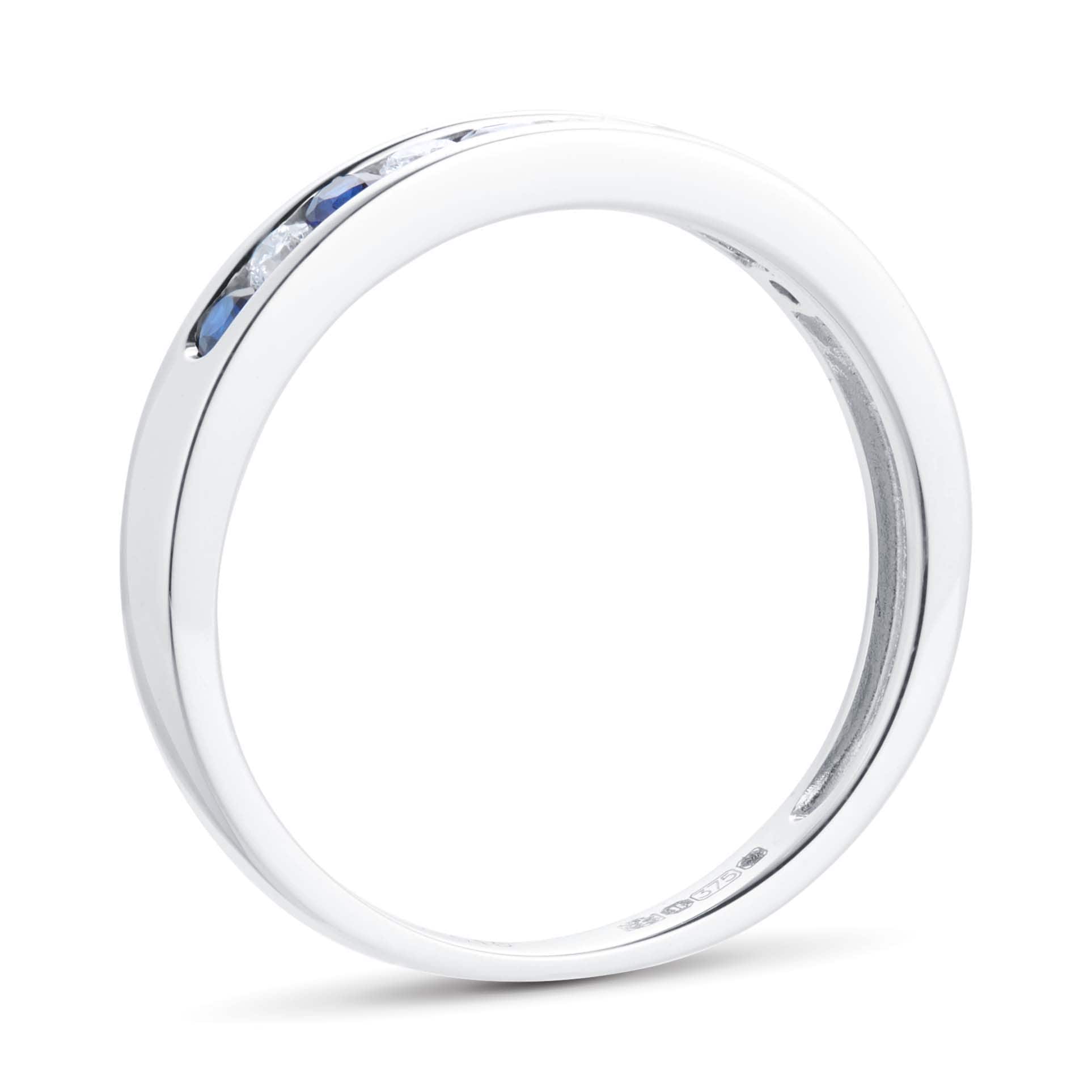 Goldsmiths 9ct White Gold 0.31ct Sapphire and 0.15ct Diamond Half Eternity Ring Goldsmiths 9ct White Gold 0.31ct Sapphire and 0.15ct Diamond Half Eternity Ring