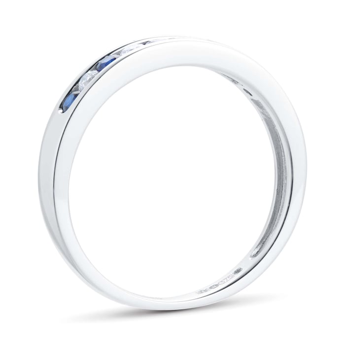 Goldsmiths Brilliant Cut Sapphire And Diamond Eternity Ring In 9 Carat White Gold - Ring Size J