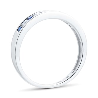Goldsmiths 9ct White Gold 0.31ct Sapphire and 0.15ct Diamond Half Eternity Ring