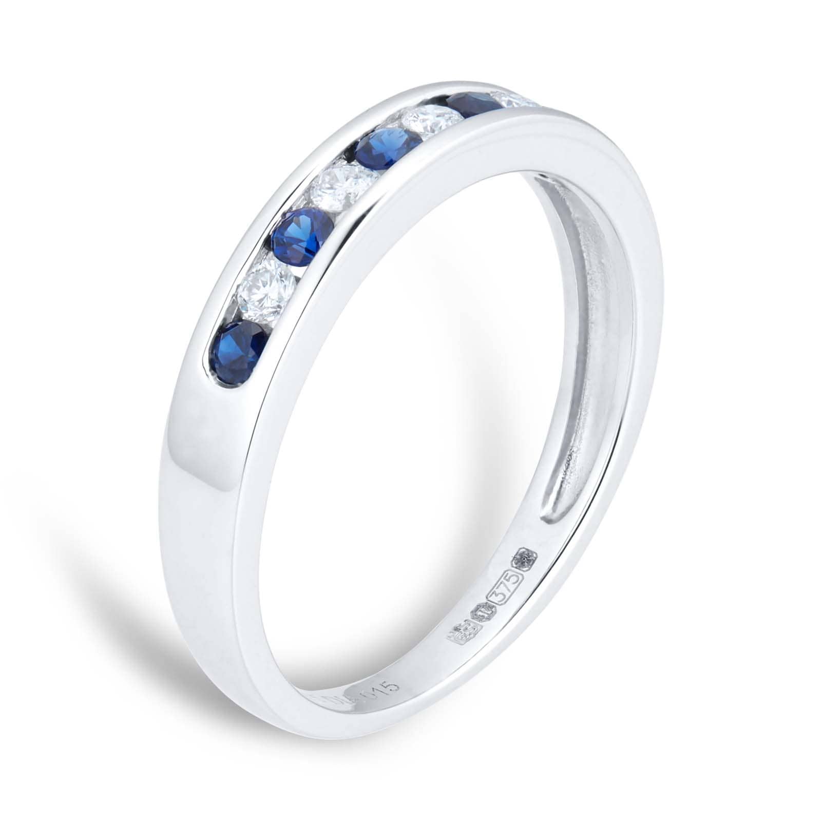 Goldsmiths 9ct White Gold 0.31ct Sapphire and 0.15ct Diamond Half Eternity Ring Goldsmiths 9ct White Gold 0.31ct Sapphire and 0.15ct Diamond Half Eternity Ring