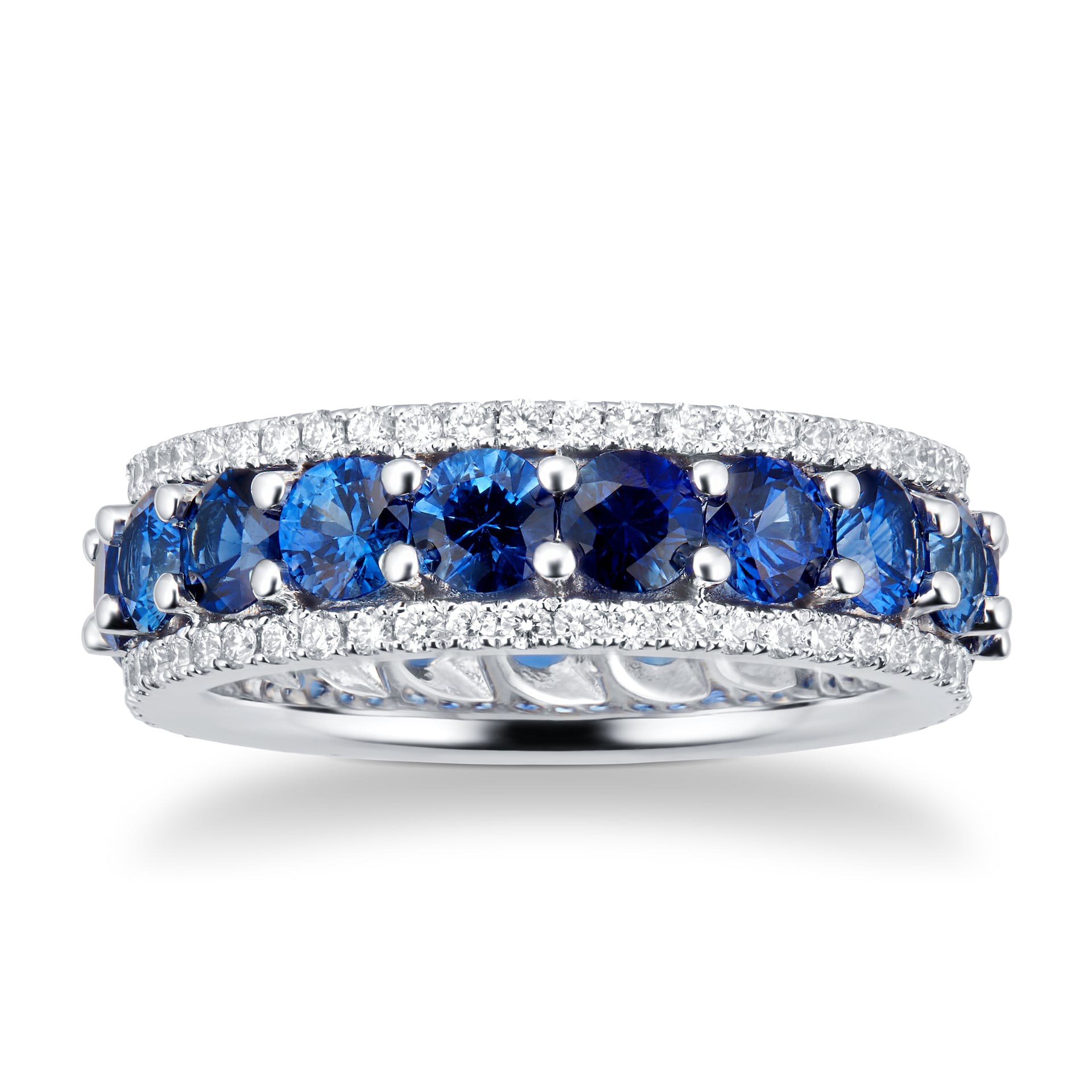 Mappin & Webb 18ct White Gold Sapphire & Diamond Three Row Eternity Ring