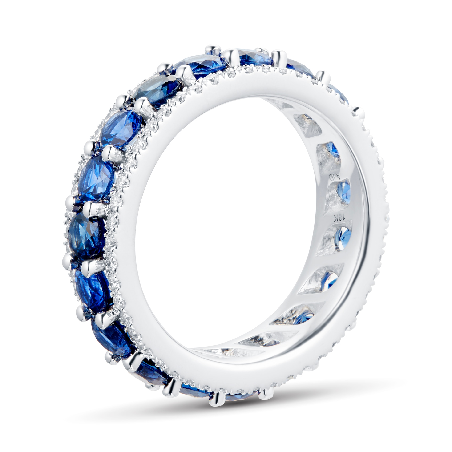 Mappin & Webb 18ct White Gold Sapphire & Diamond Three Row Eternity Ring