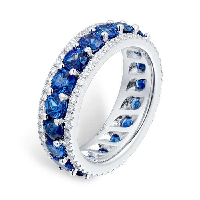 Mappin & Webb 18ct White Gold Sapphire & Diamond Three Row Eternity Ring