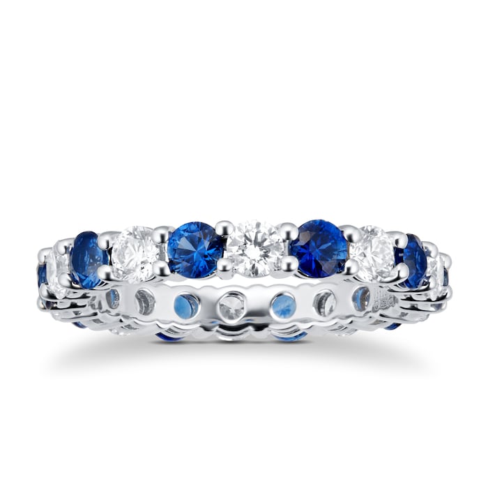 Mappin & Webb Platinum Sapphire & Diamond Eternity Ring - Ring Size N