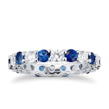 Mappin & Webb Platinum Sapphire & Diamond Eternity Ring - Ring Size N