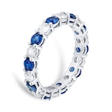 Mappin & Webb Platinum Sapphire & Diamond Eternity Ring - Ring Size N