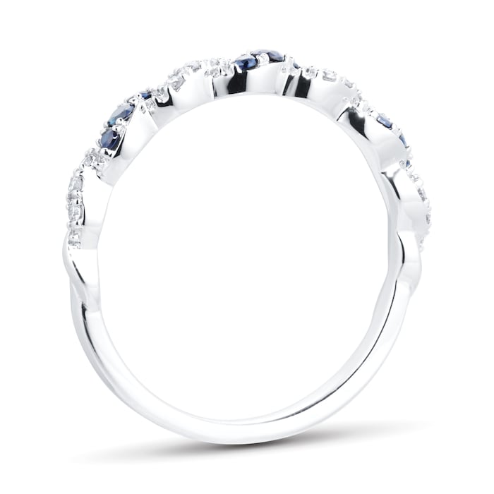Goldsmiths 18ct White Gold Sapphire & 0.07ct Diamond Twist Eternity Ring
