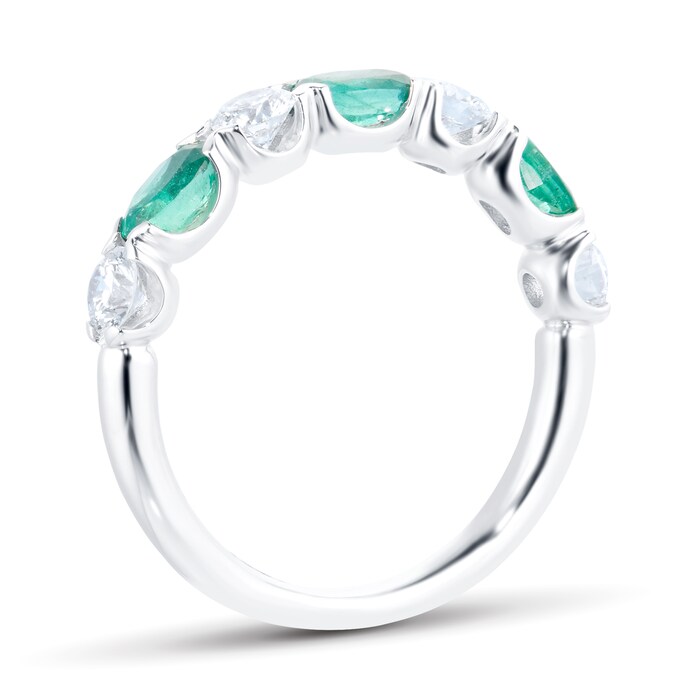 Mappin & Webb 18ct White Gold Emerald & 0.70cttw Diamond Eternity Ring