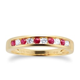06520024 - Brilliant Cut Ruby And Diamond Eternity Ring In 9 Carat Yellow Gold