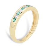 Goldsmiths Brilliant Cut Emerald And Diamond Eternity Ring In 9 Carat Yellow Gold - Ring Size J