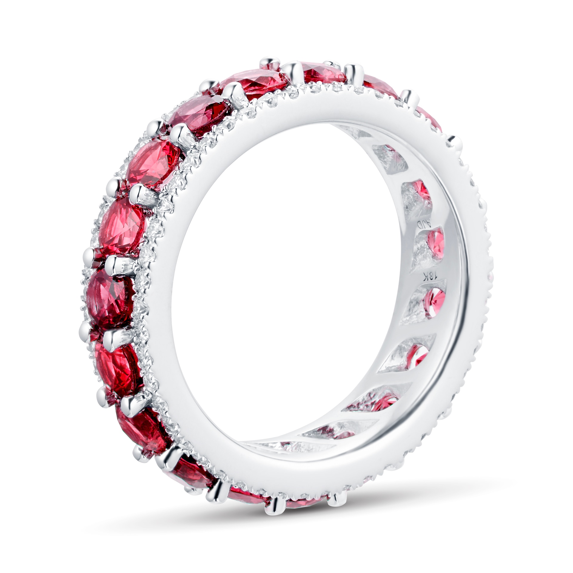 Mappin & Webb 18ct White Gold Ruby & Diamond Three Row Eternity Ring