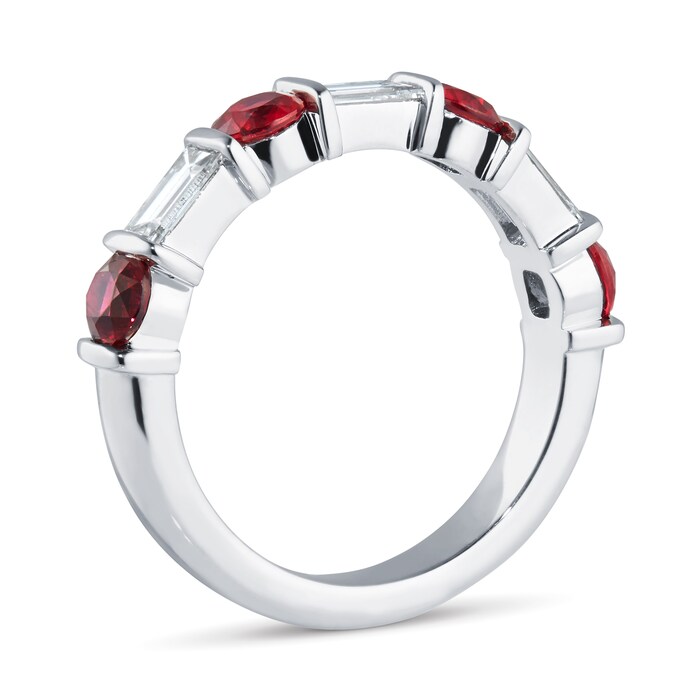 Mappin & Webb Platinum 0.81cttw Diamond & Baguette Cut Ruby Eternity Ring