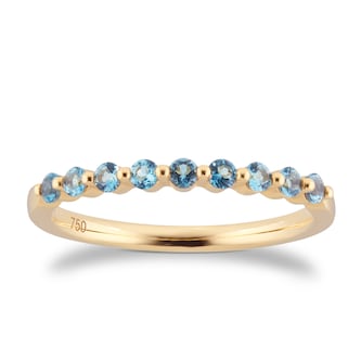 Goldsmiths 18ct Yellow Gold London Blue Topaz Eternity Ring