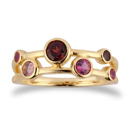 06700134 - 18ct Yellow Gold Ruby Garnet and Pink Tourmaline Bezel Set Ring