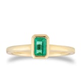 Goldsmiths 9ct Yellow Gold 6x4mm Emerald Cut Emerald Solitaire Ring