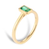 Goldsmiths 9ct Yellow Gold 6x4mm Emerald Cut Emerald Solitaire Ring