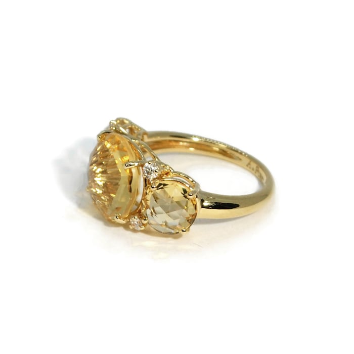 Betteridge 18k Yellow Gold Lilies Citrine and Diamond Trilogy Ring