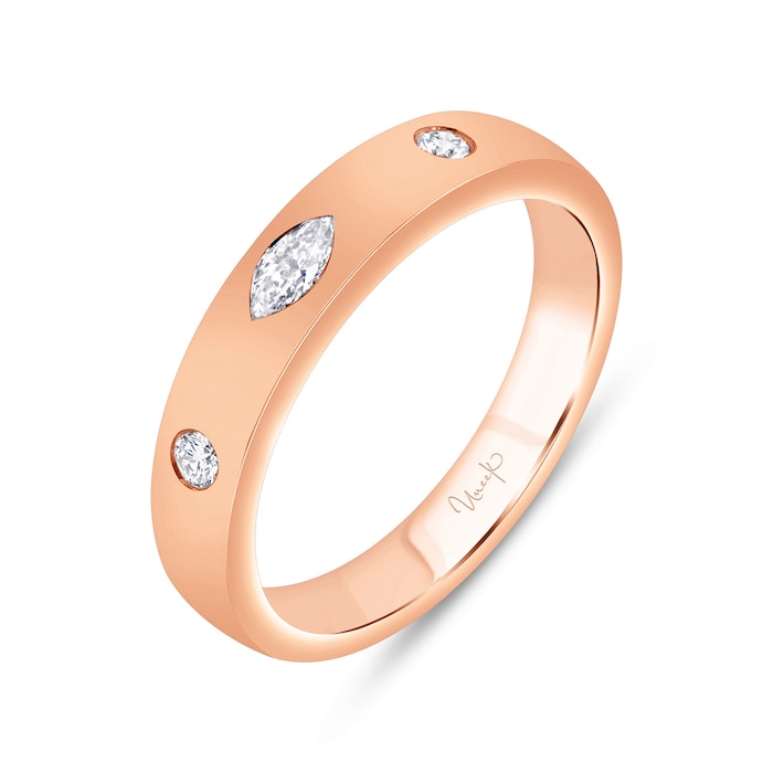 Uneek 18k Rose Gold Exclusive 0.19cttw Mixed Cut Diamond 4mm Band Size 6.5