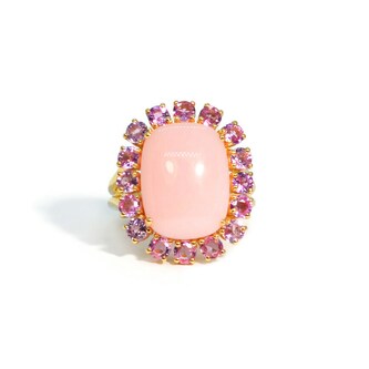 Betteridge 18k Yellow Gold Sole Pink Opal and Pink Sapphire Cocktail Ring