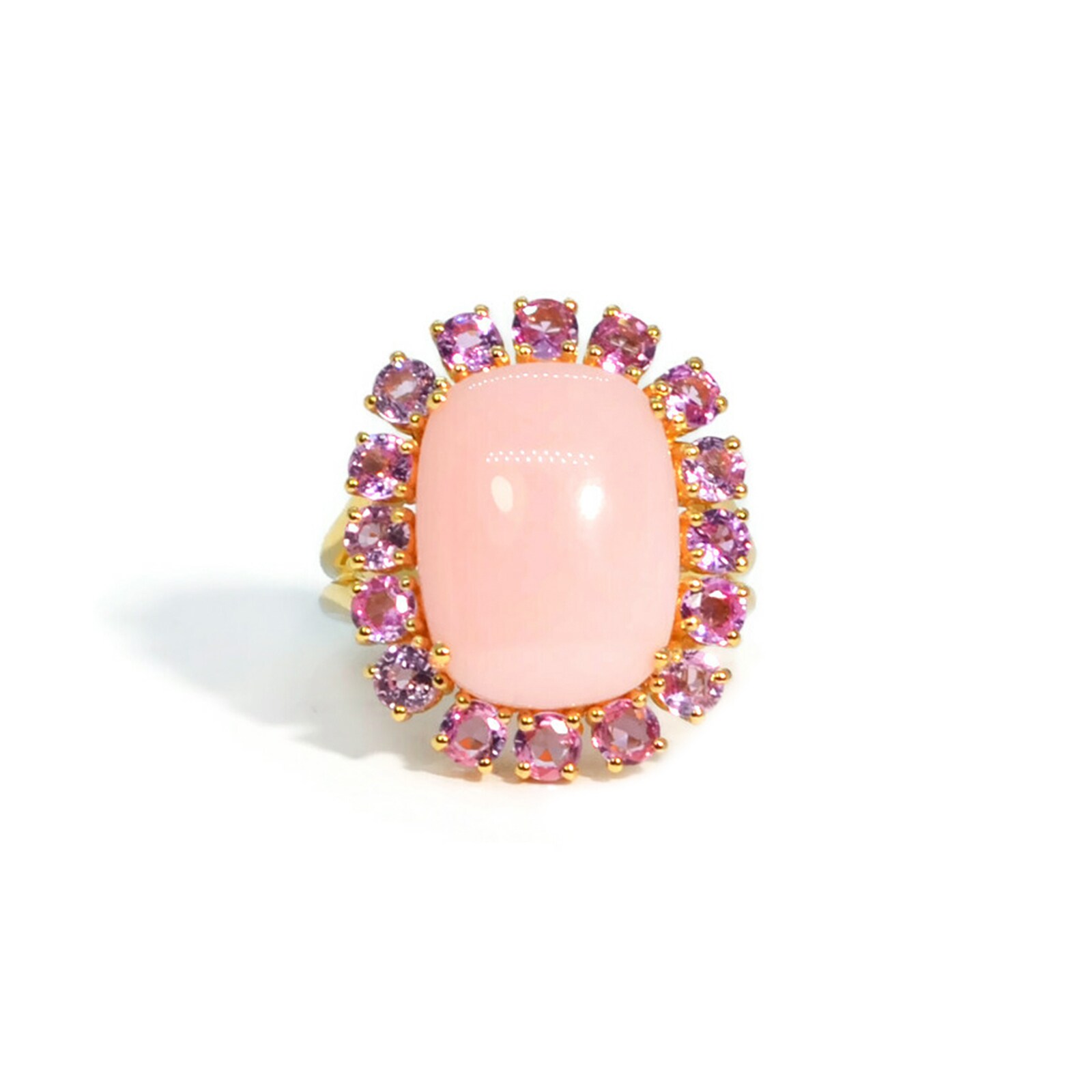 Betteridge 18k Yellow Gold Sole Pink Opal and Pink Sapphire Cocktail Ring