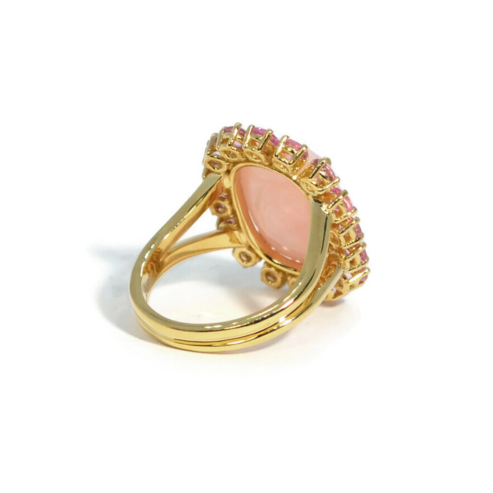 Betteridge 18k Yellow Gold Sole Pink Opal and Pink Sapphire Cocktail Ring