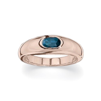 Betteridge 18k Yellow Gold 6x4mm Oval Cut Sapphire Gypsy Ring Size 6