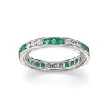 Betteridge Platinum 0.53cttw Diamond and Princess Cut Emerald Eternity Band Size 6