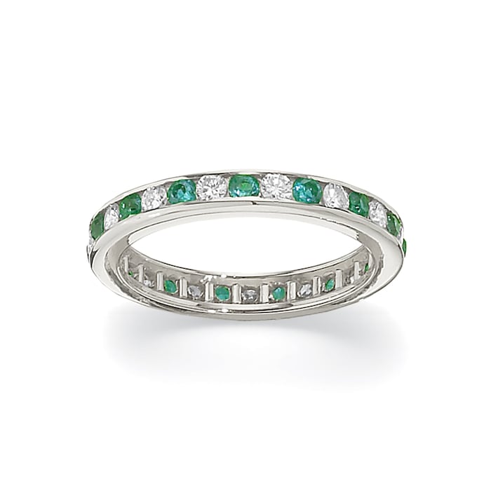 Betteridge Platinum 0.53cttw Brilliant Cut Diamond and Emerald Eternity Band Size 6